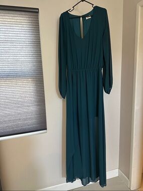 Show Me Your MuMu Teal Maxi Dress with V-Neck
